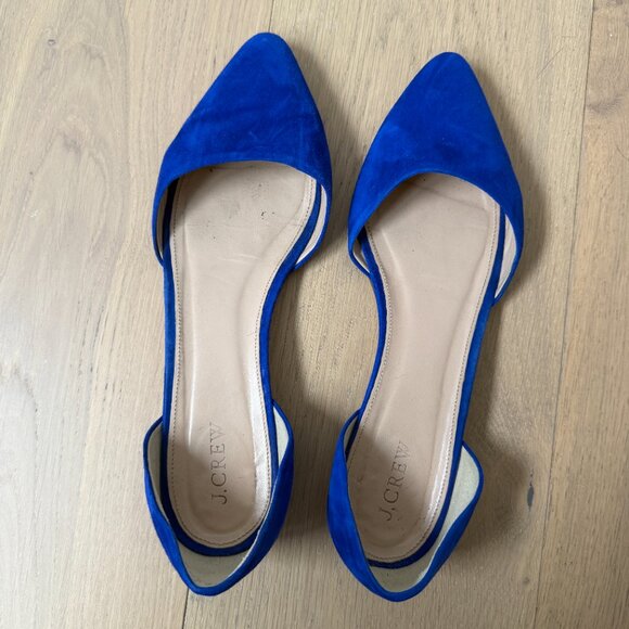 J Crew Blue Suede D'Orsay Flats - Picture 2 of 4